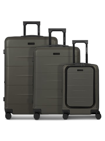 Police London 4 Rollen Kofferset 3-teilig mit Dehnfalte in cool olive