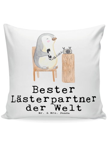 Mr. & Mrs. Panda Sofakissen Pinguin Bester Lästerpartner der Wel... in Weiß