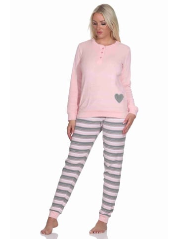NORMANN Frottee Schlafanzug Bündchen - 77701 in rosa
