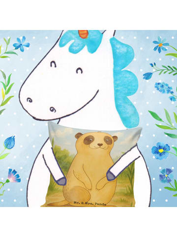 Mr. & Mrs. Panda Kissen 40x40 Erdmännchen Design ohne Spruch in Weiß