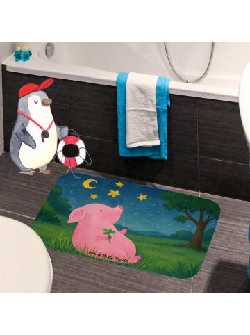 Mr. & Mrs. Panda Badteppich Schwein Glück Design ohne Spruch in Weiß