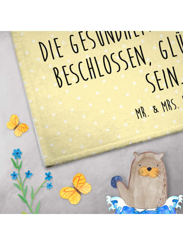 Mr. & Mrs. Panda Handtuch Klein Hummeln Kleeblatt mit Spruch in Gelb Pastell