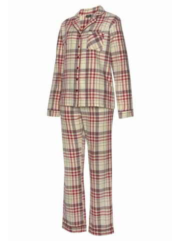 H.I.S Pyjama in bordeaux-kariert-creme