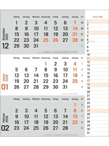 Heye Kalender Kalender - times&more 3-Monatsplaner, orange 2026