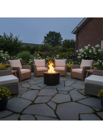 relaxdays Feuerschale "rauchfrei" in Schwarz - (H)35 x Ø 49,5 cm