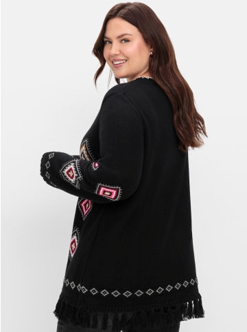sheego Strickpullover in schwarz-gemustert