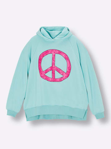 sheego Sweatshirt in royalblau-pink-bedruckt