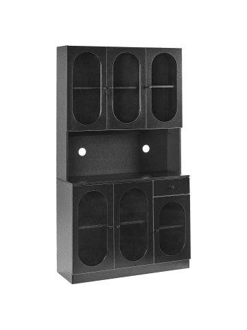 Beliani Vitrine LANGFORD in Schwarz - (W) 100 x (H) 178 x (L) 38 cm