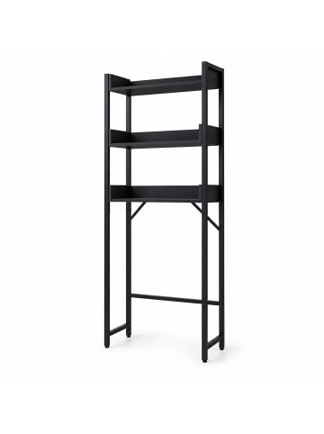 relaxdays Waschmaschinenschrank in Schwarz - (B)63 x (H)166 x (T)25 cm