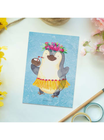 Mr. & Mrs. Panda Fotokarte Pinguin Kokosnuss ohne Spruch in Eisblau