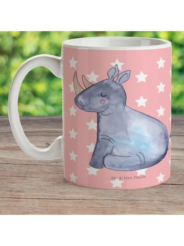 Mr. & Mrs. Panda Mehrwegbecher Einhorn Nashorn ohne Spruch in Rot Pastell