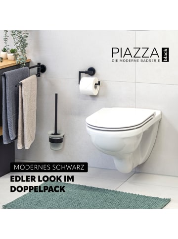 bremermann Badezimmer Zubehör-Set PIAZZA BLACK 2tlg. ca. 14,5 x 35 x 11,5 cm (B/H/T)