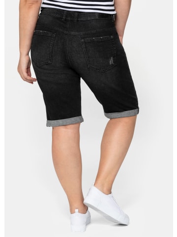 sheego Jeansbermudas in black used denim