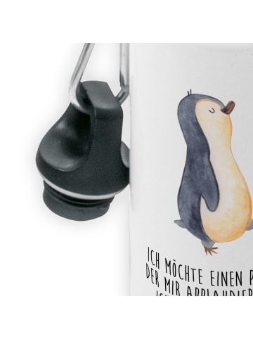 Mr. & Mrs. Panda Kindertrinkflasche Pinguin mHerzieren mit Spruch in Weiß