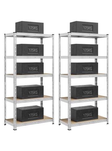 SONGMICS 2er-Set: Schwerlastregal in silbern - (B)100 x (H)200 x (T)50 cm