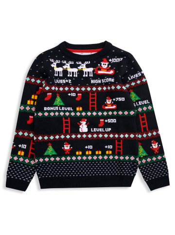 Threadboys Weihnachtspullover Xmas Jumper Level in Schwarz