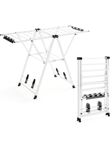 COSTWAY Wäscheständer 141cm klappbar mit verstellbaren Flügeln in Weiß