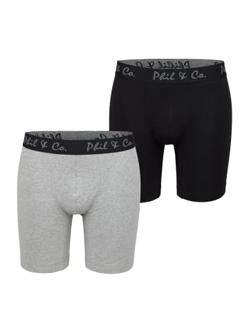 Phil & Co. Berlin  Retro Boxer Long in black-grey melange