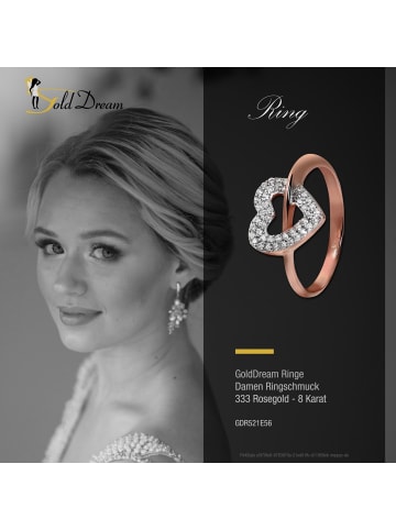 GoldDream Goldring 333 Rosegold - 8 Karat, Herz Größe 56 (17,8)