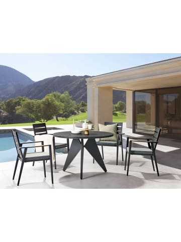 Beliani 5-tlg Gartentisch Set OLMETTO/TAVIANO in Schwarz/Grau/Braun