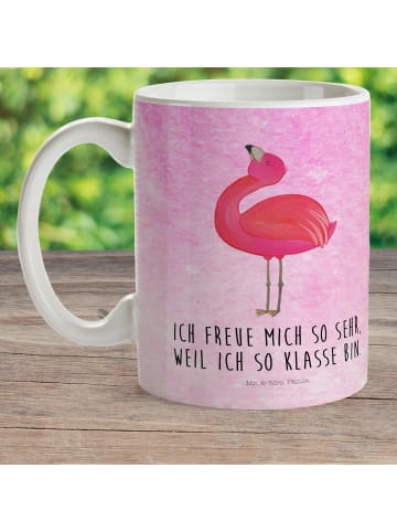 Mr. & Mrs. Panda Kindergartentasse Flamingo Stolz mit Spruch in Aquarell Pink