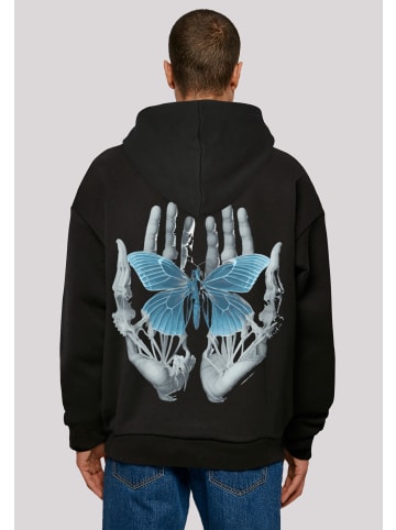 F4NT4STIC Ultra Heavy Hoodie Skelett Hände Schmetterling in schwarz