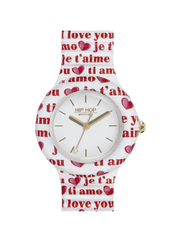 Hip Hop Analoguhr heart & love weiss