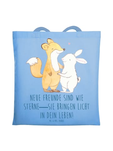 Mr. & Mrs. Panda Tasche Neue Freunde finden mit Spruch in Sky Blue