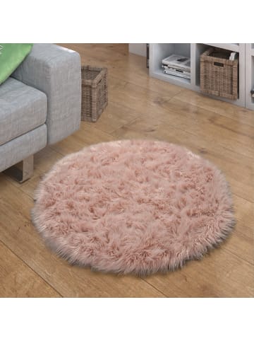 KADIMA DESIGN Hochflor Teppich Shaggy waschmaschinenwaschbar Einfarbig in Rosa
