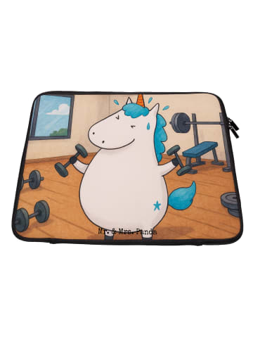 Mr. & Mrs. Panda Notebook Tasche Einhorn Fitness Design ohne Spruch in Weiß