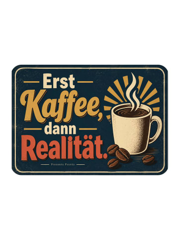 Magnet Kaffeetasse vintage Design mit Spruch in Weiß