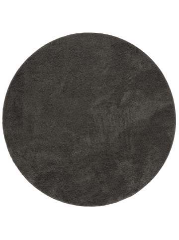 Pergamon Hochflor-Teppich Silky Rund in anthrazit