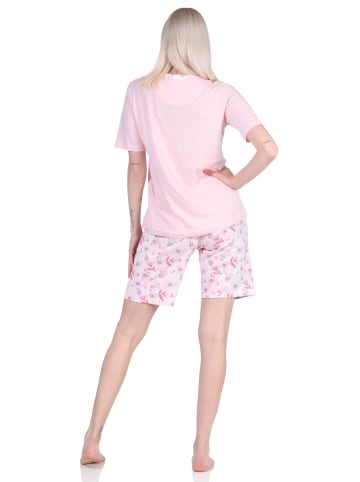 NORMANN kurzarm Pyjama Shorty Schlafanzug Spitzenbesatz - 72892 in rosa