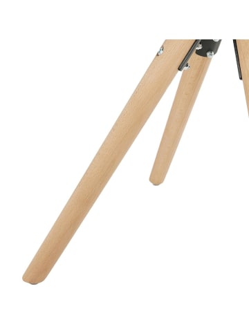 KADIMA DESIGN Esszimmerstuhl Stoff Beige Holzbeine, Küchenstuhl in Weiß/Schwarz-Beige