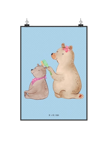Mr. & Mrs. Panda Plakat Bär Kind ohne Spruch in Blau Pastell