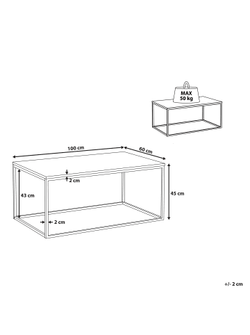Beliani Couchtisch DELANO in Schwarz - (W) 60 x (H) 45 x (L) 100 cm