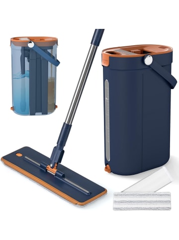 COSTWAY Wischmopp und Eimersystem 2,4L in Blau