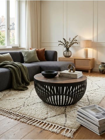 KADIMA DESIGN Couchtisch 70x33x70 cm Holz / Metall Wohnzimmertisch Industrial,