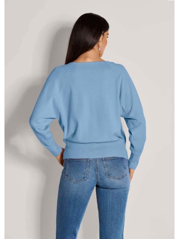 MADELEINE Basic Strickpullover mit Fledermausärmeln in rauchblau / melange