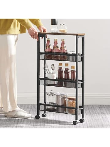 relaxdays Nischenwagen in Braun/ Schwarz - (B)13 x (H)77 x (T)45 cm