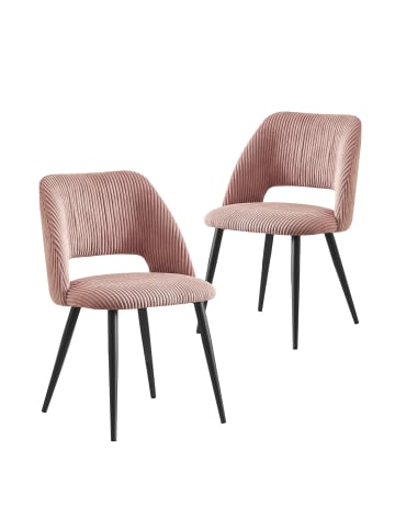 B&D Home 2er-Set: Esszimmerstuhl VICKY in Rosa - (B)53 x (H)81 x (T)58 cm