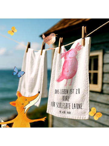 Mr. & Mrs. Panda Gästetuch Axolotl Glücklich mit Spruch in Weiß