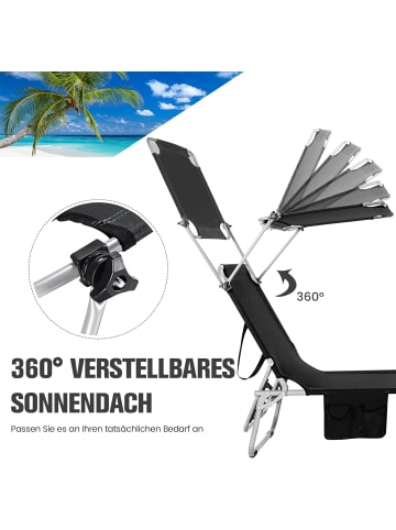 COSTWAY Sonnenliege mit Dach 193cm in Schwarz