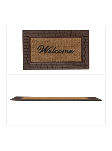 relaxdays Fußmatte "Welcome" in Braun/ Natur - (T)45 x (B)75 cm