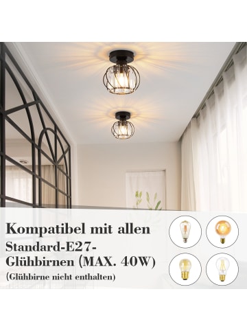 ZMH Deckenleuchte 1-flammige E27 in Schwarz Kristall Modern Flurlampe mit Metall