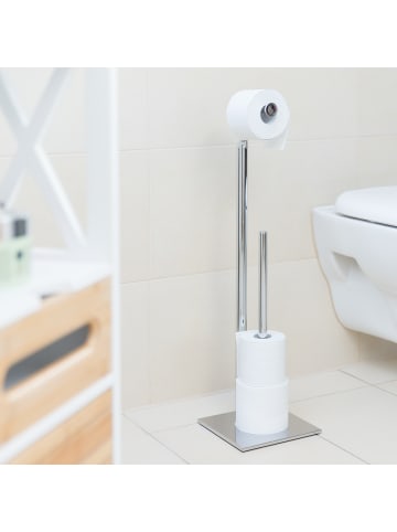 relaxdays Toilettenpapierhalter in Silber - (B)20 x (H)71 x (T)20 cm