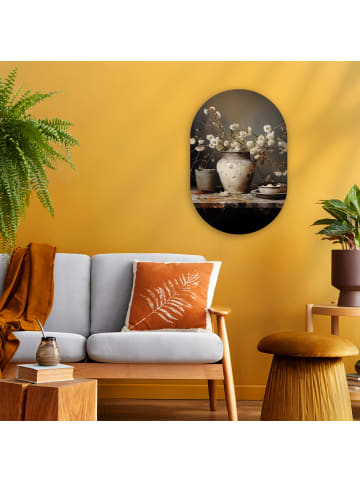 OnlyWow Ovales Wandbild Hellgrau