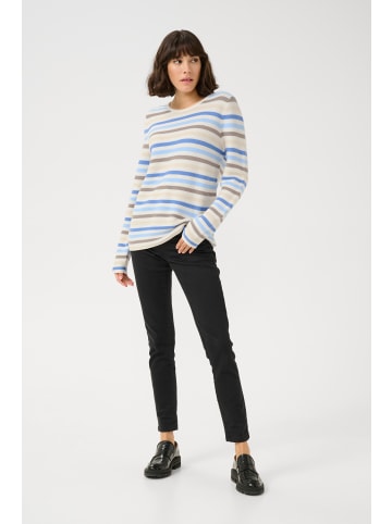 Kaffe Strickpullover KAlinka Regular fit in Blue/Nature/Chalk Stripe