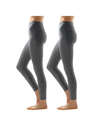 Erwin Müller Single-Jersey Leggings, lang 2er-Pack in grau meliert
