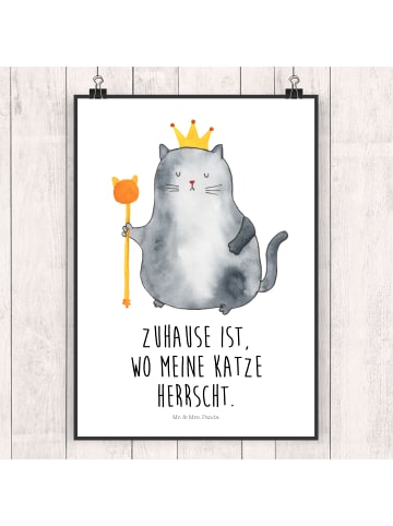 Mr. & Mrs. Panda Bild Katze König mit Spruch in Weiß